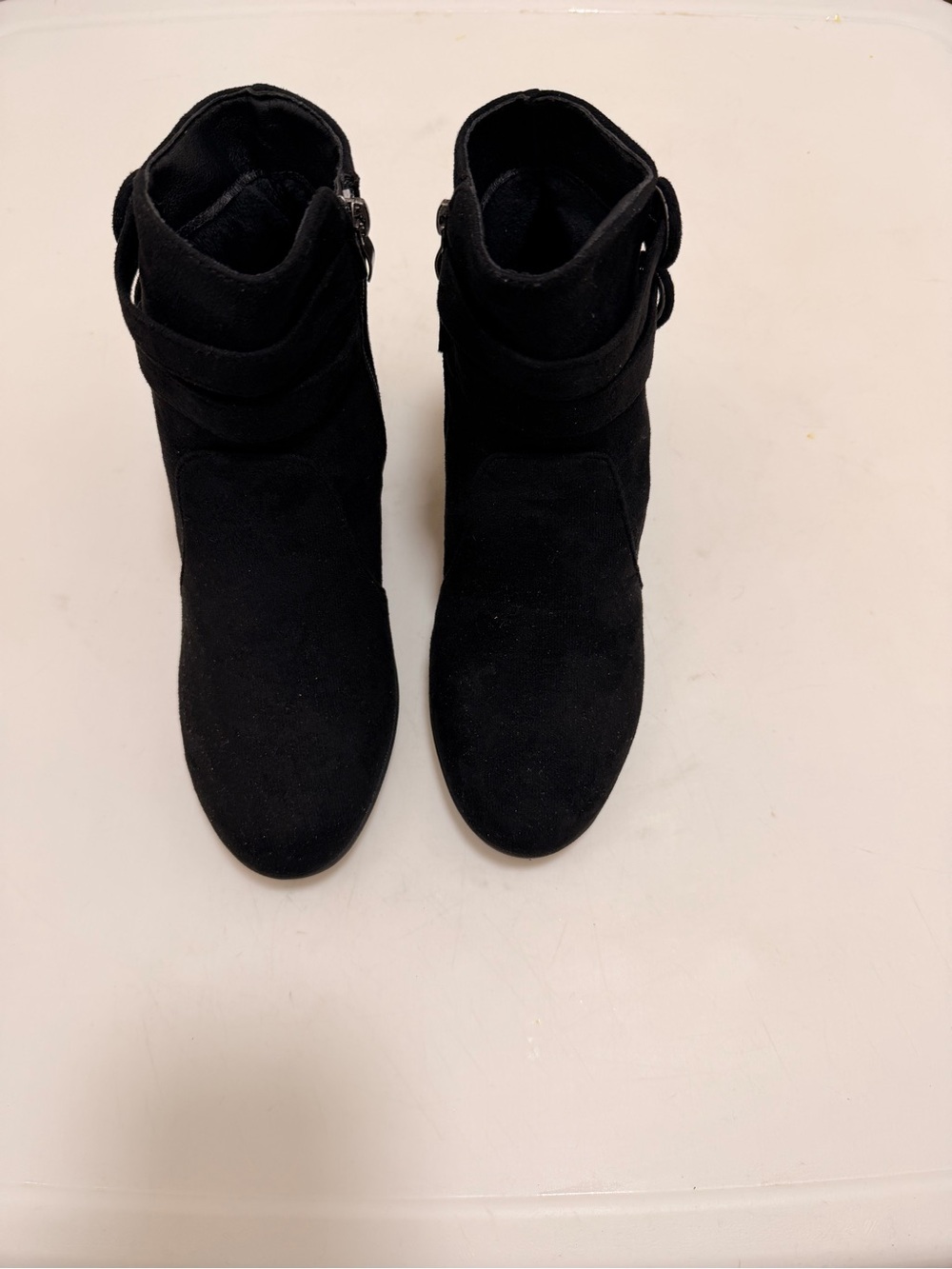 SHEIN Black Suede-Look Ankle Booties with Buckle Detail